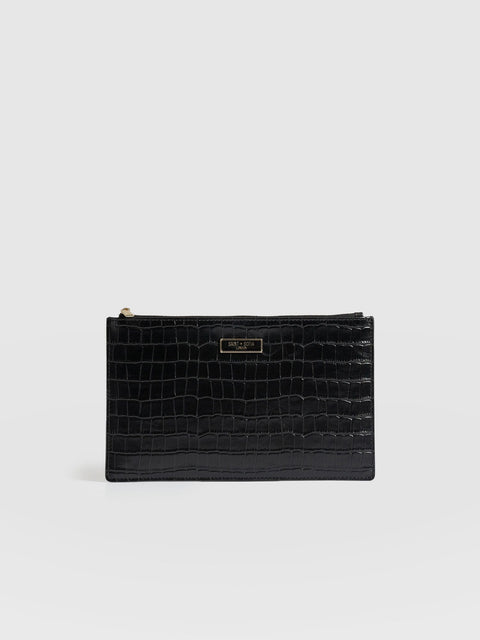 Beauty Pouch - Black Croc