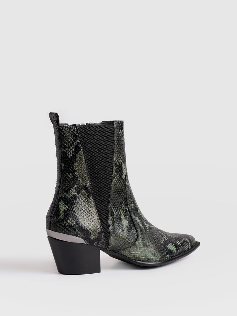 Billie Snake Boot - Green