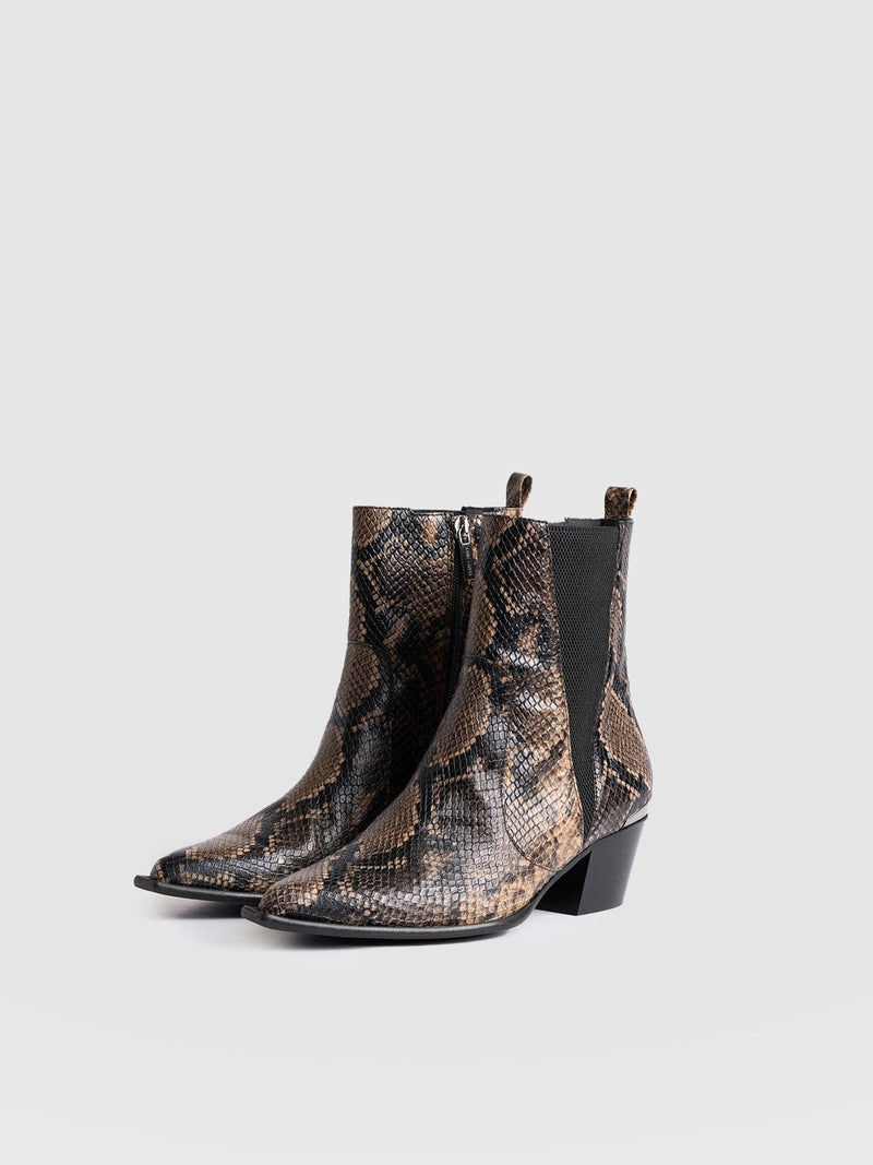 Billie Snake Boot - Taupe