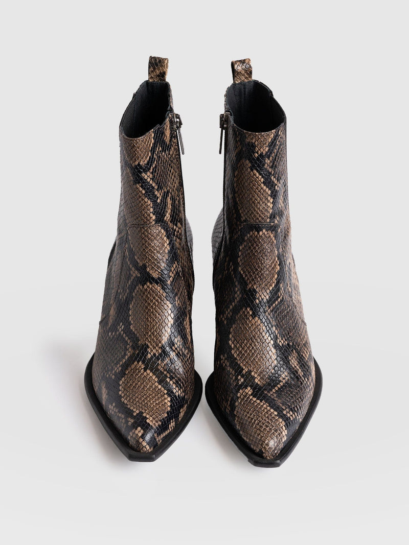 Billie Snake Boot - Taupe