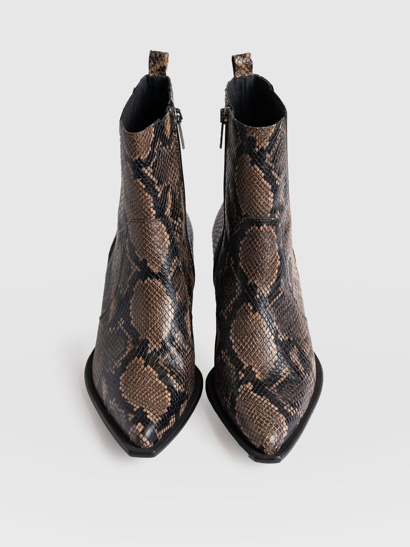 Billie Snake Boot - Taupe