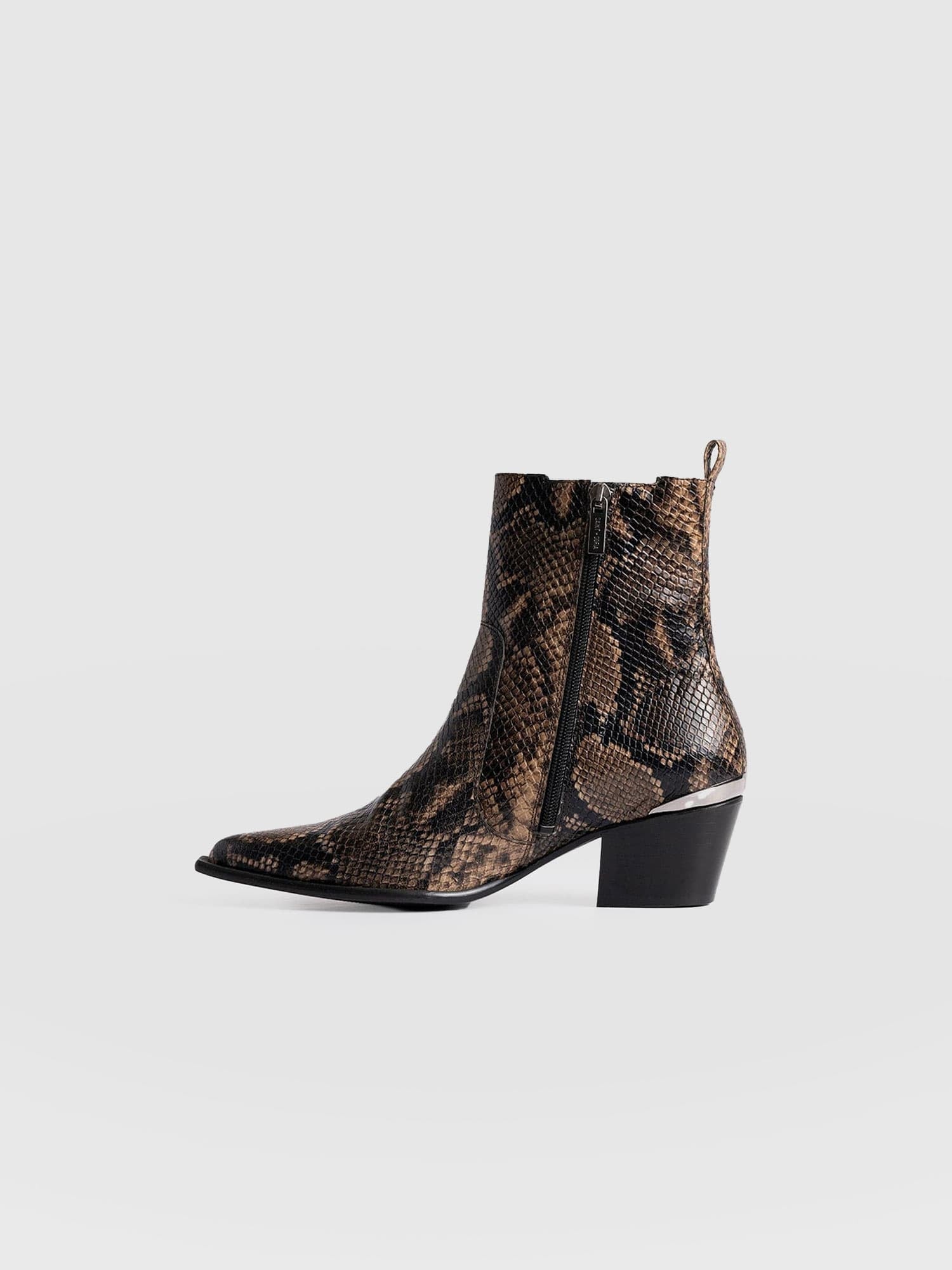 Billie Snake Boot - Taupe