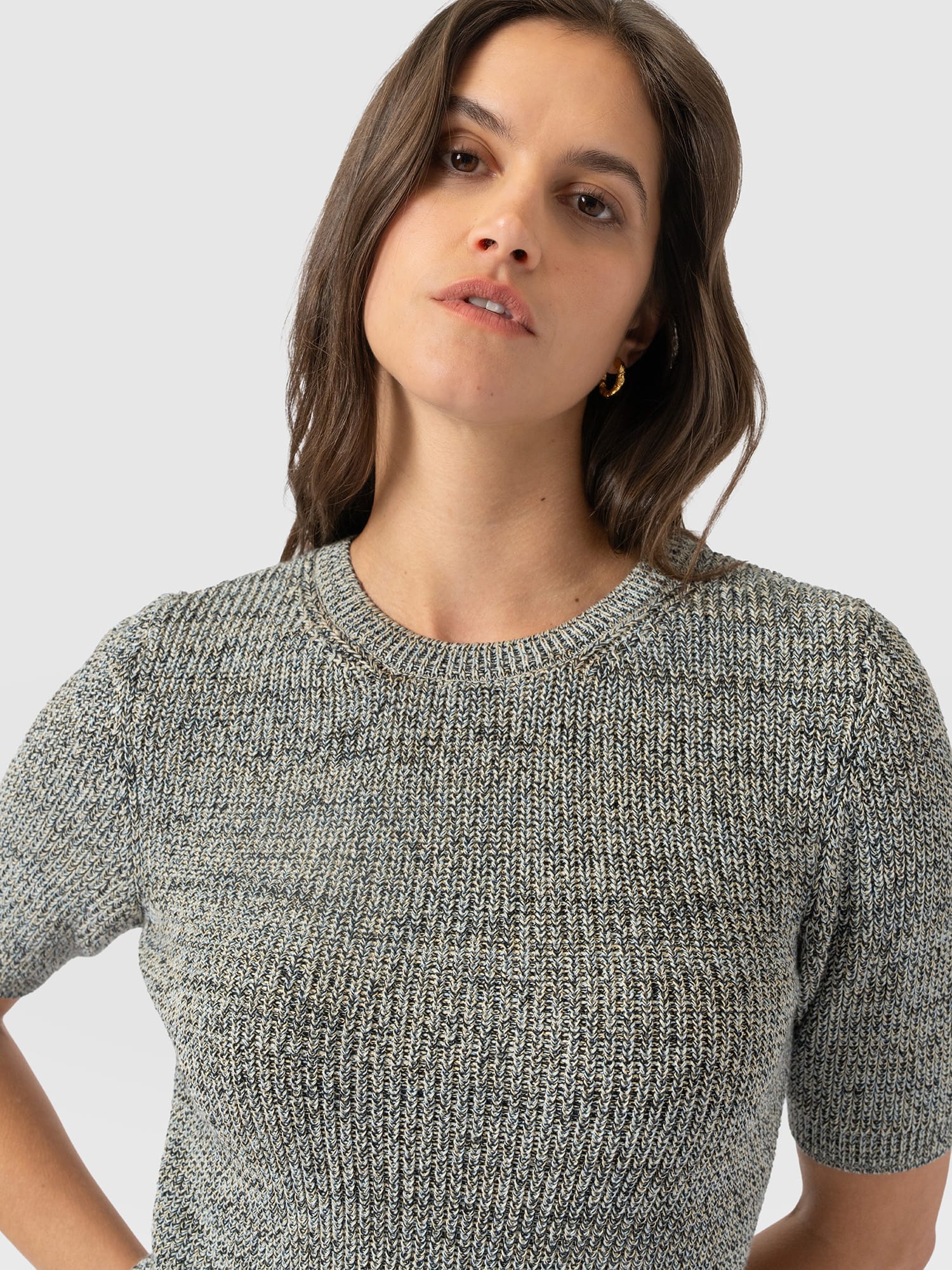 Blair Knit Tee - Black/Blue/Yellow - Women's Jumpers | Saint and Sofia® UK
