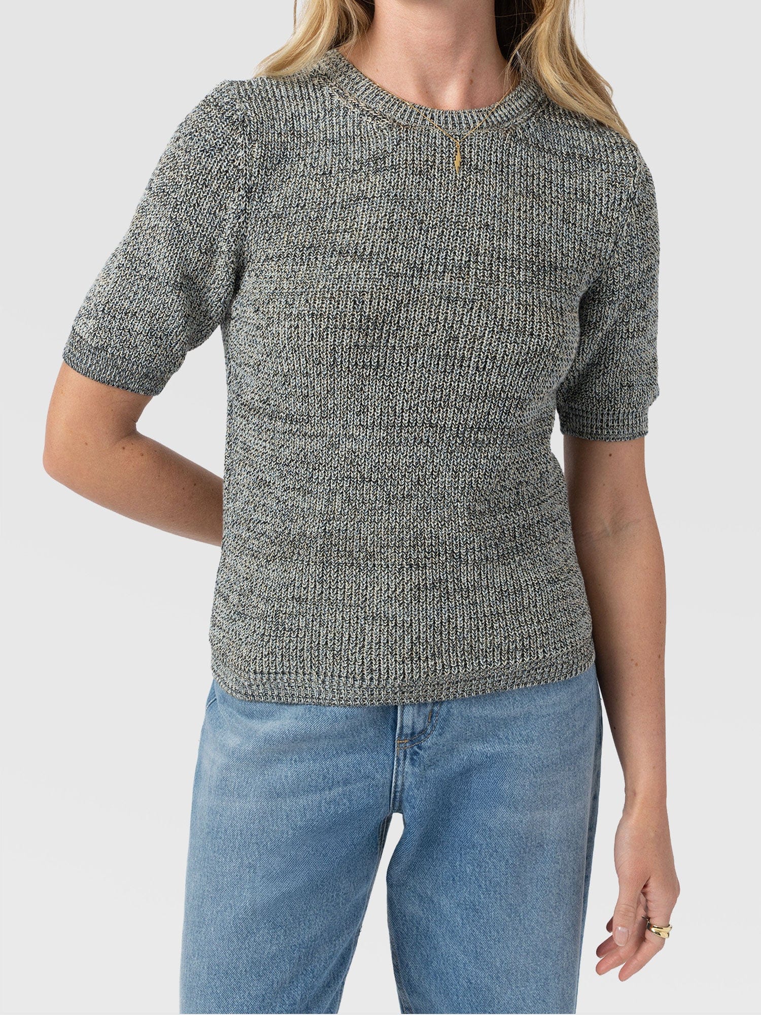 Blair Knit Tee - Black/Blue/Yellow - Women's Jumpers | Saint + Sofia® UK