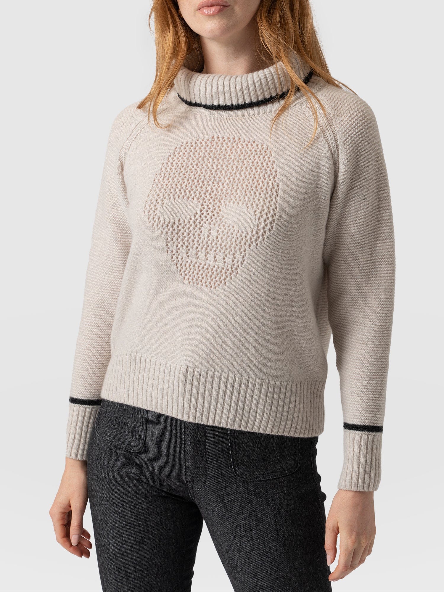 Blake Cashmere Skull Jumper Cream - Women's Jumper | Saint + Sofia® UK