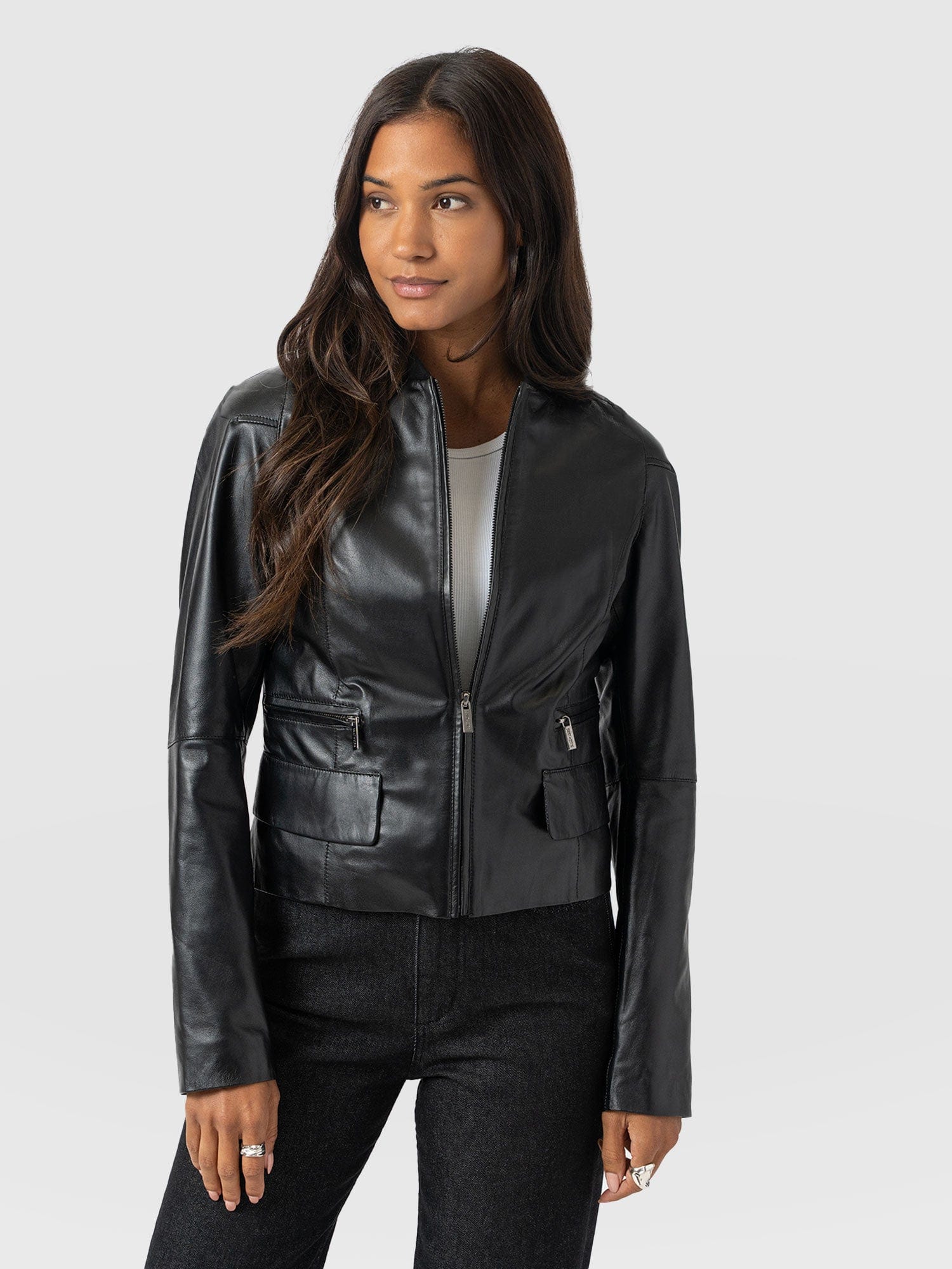 Blane Leather Jacket Black - Women's Leather Jackets | Saint + Sofia® UK