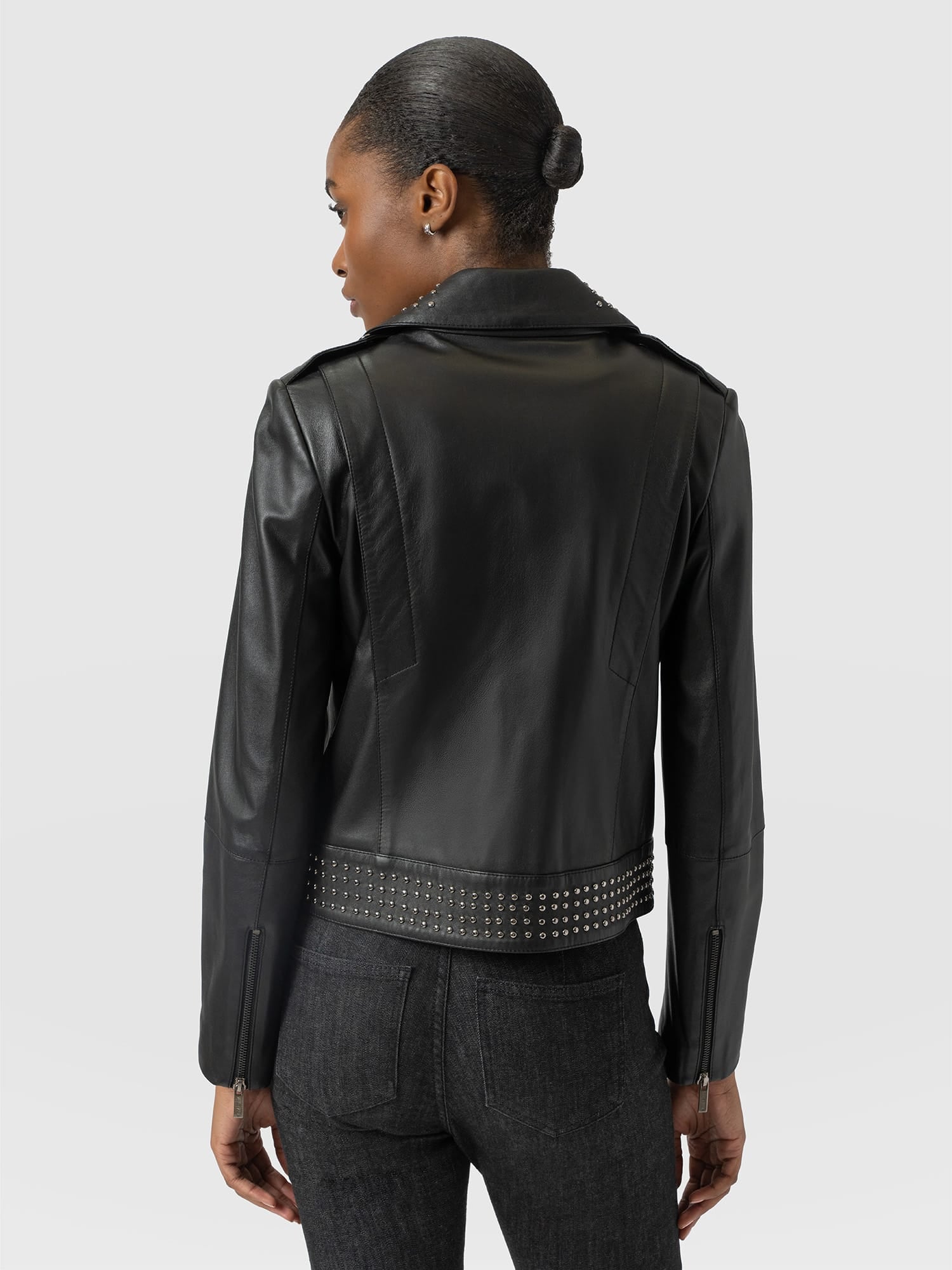 Bonham Studded Biker Jacket - Black