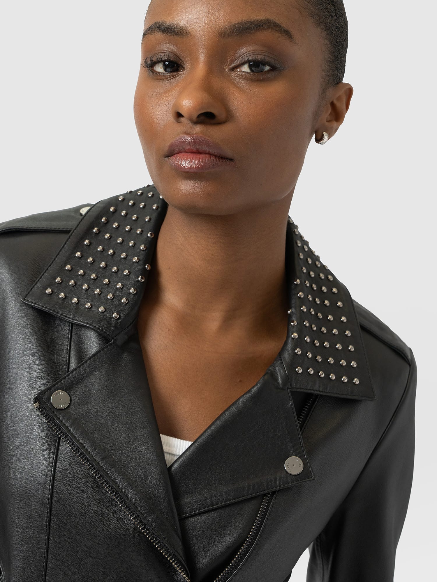 Bonham Studded Biker Jacket - Black