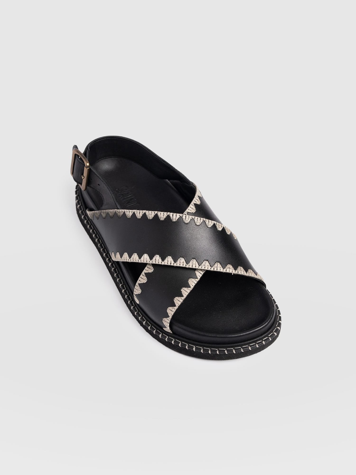 Bonnie Cross Over Sandals - Black