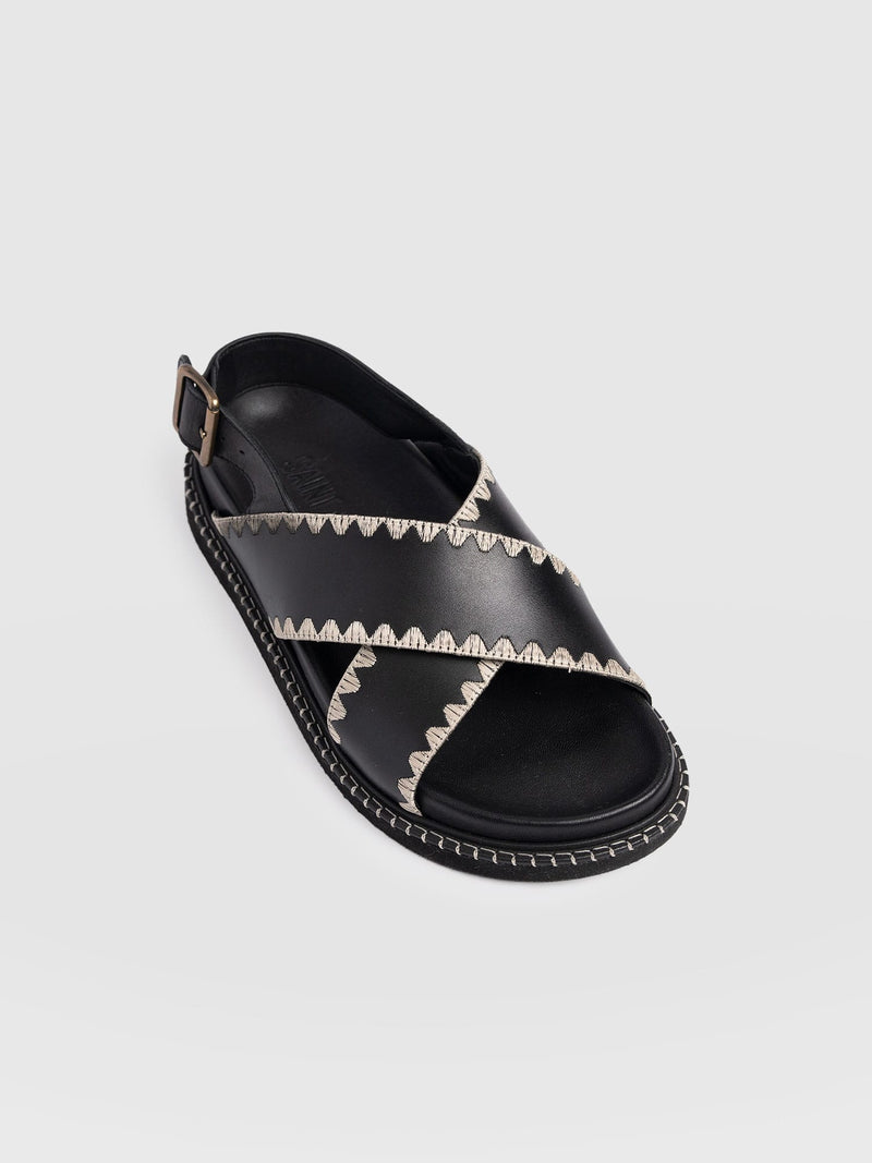 Bonnie Cross Over Sandals - Black