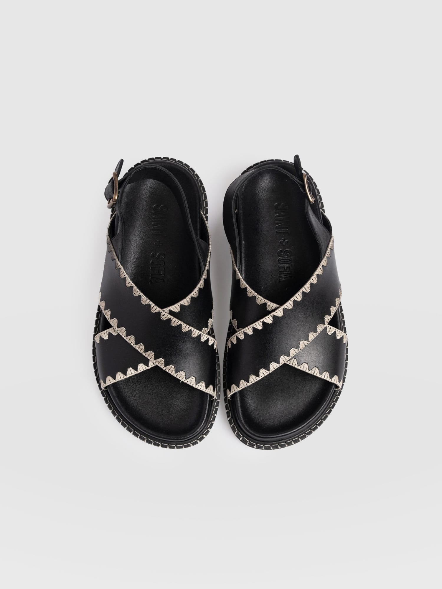 Bonnie Cross Over Sandals - Black