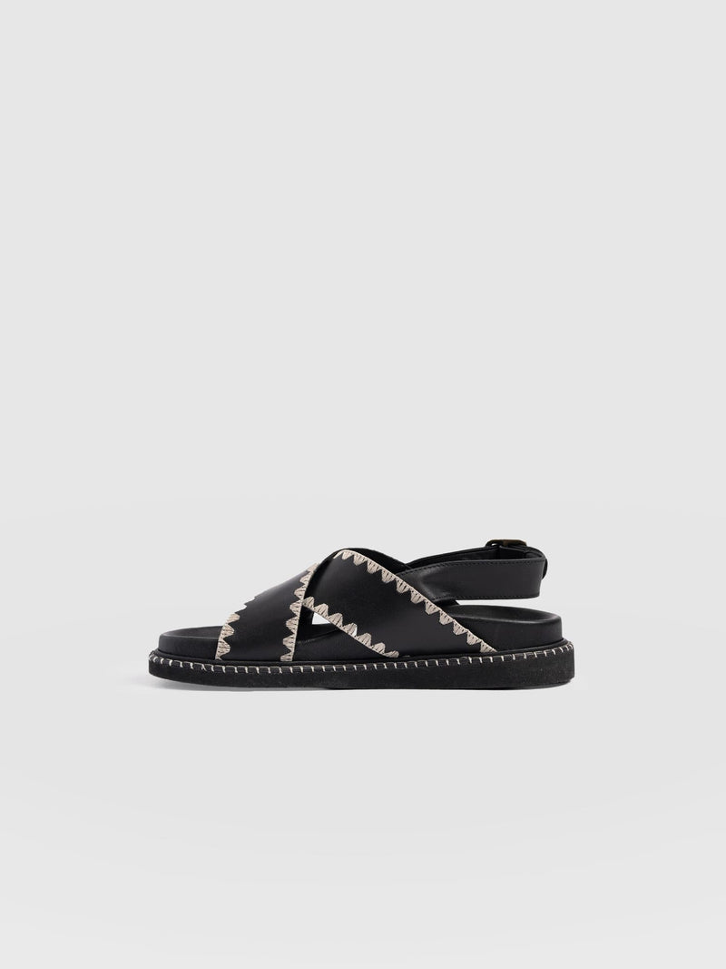 Bonnie Cross Over Sandals - Black