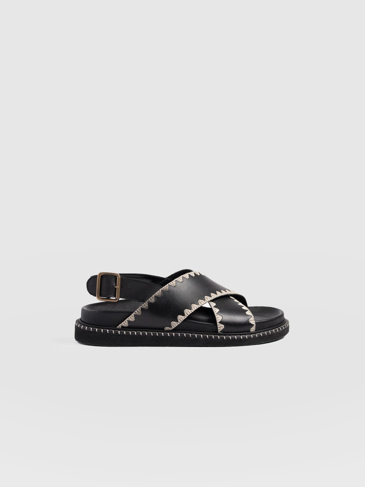 Bonnie Cross Over Sandals - Black