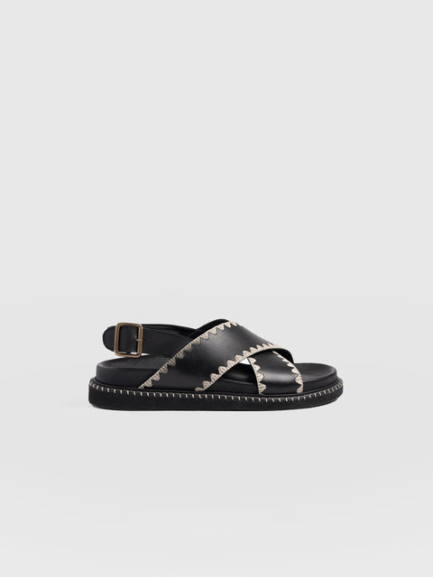 Bonnie Cross Over Sandals - Black