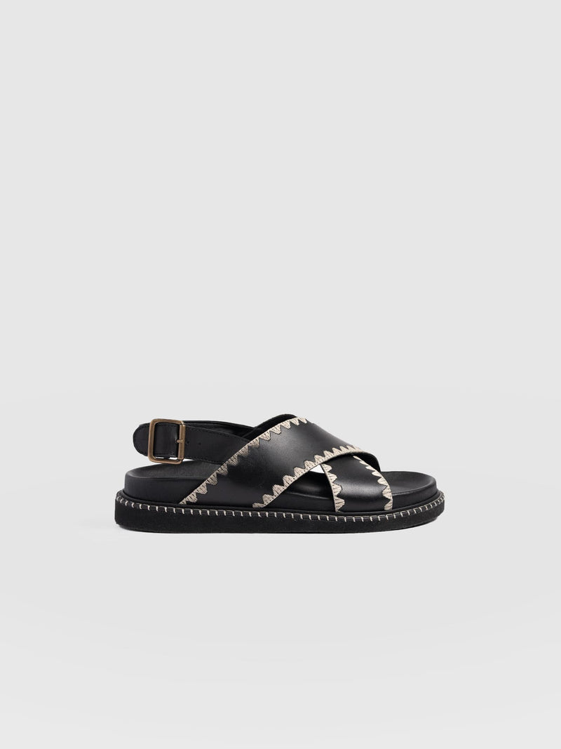Bonnie Cross Over Sandals - Black