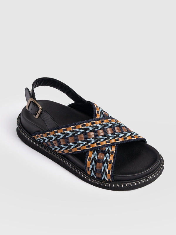 Bonnie Cross Over Sandals - Blue/Brown
