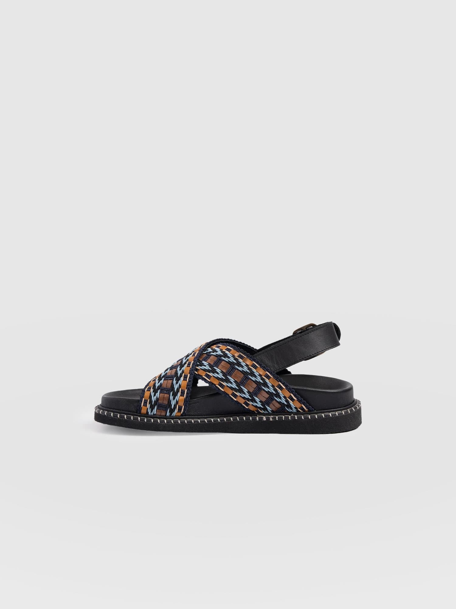 Bonnie Cross Over Sandals - Blue/Brown - Women's Shoes | Saint + Sofia® UK