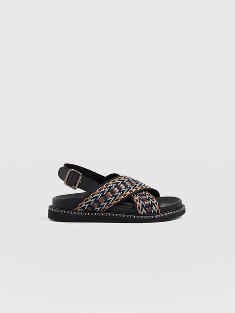 Bonnie Cross Over Sandals - Blue/Brown - Women's Shoes | Saint + Sofia® UK