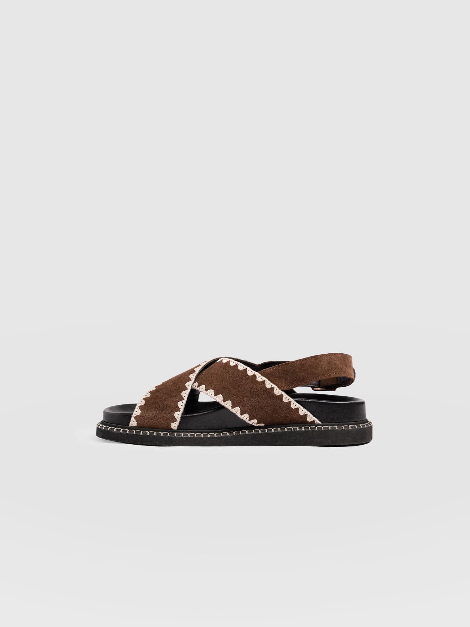 Bonnie Cross Over Sandals - Chocolate Suede