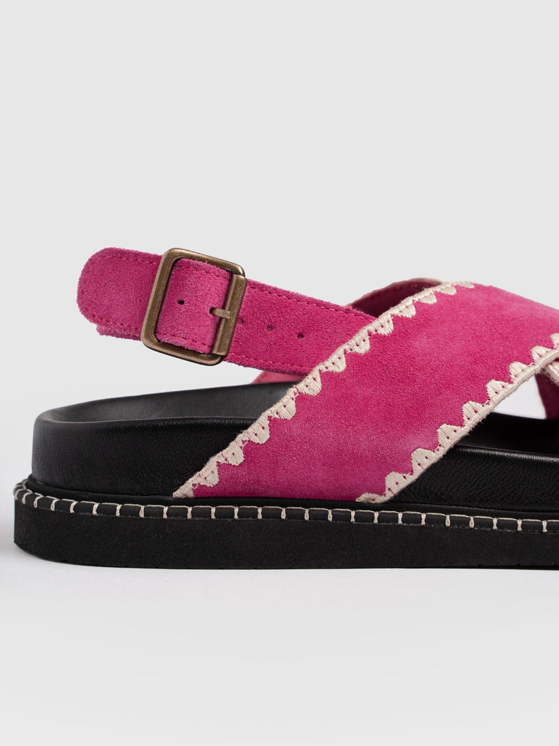 Bonnie Cross Over Sandals - Pink Suede - Women's Shoes | Saint + Sofia® UK