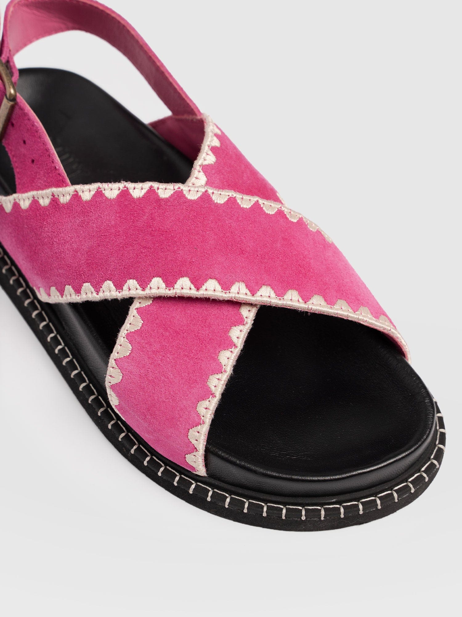 Bonnie Cross Over Sandals - Pink Suede - Women's Shoes | Saint + Sofia® UK