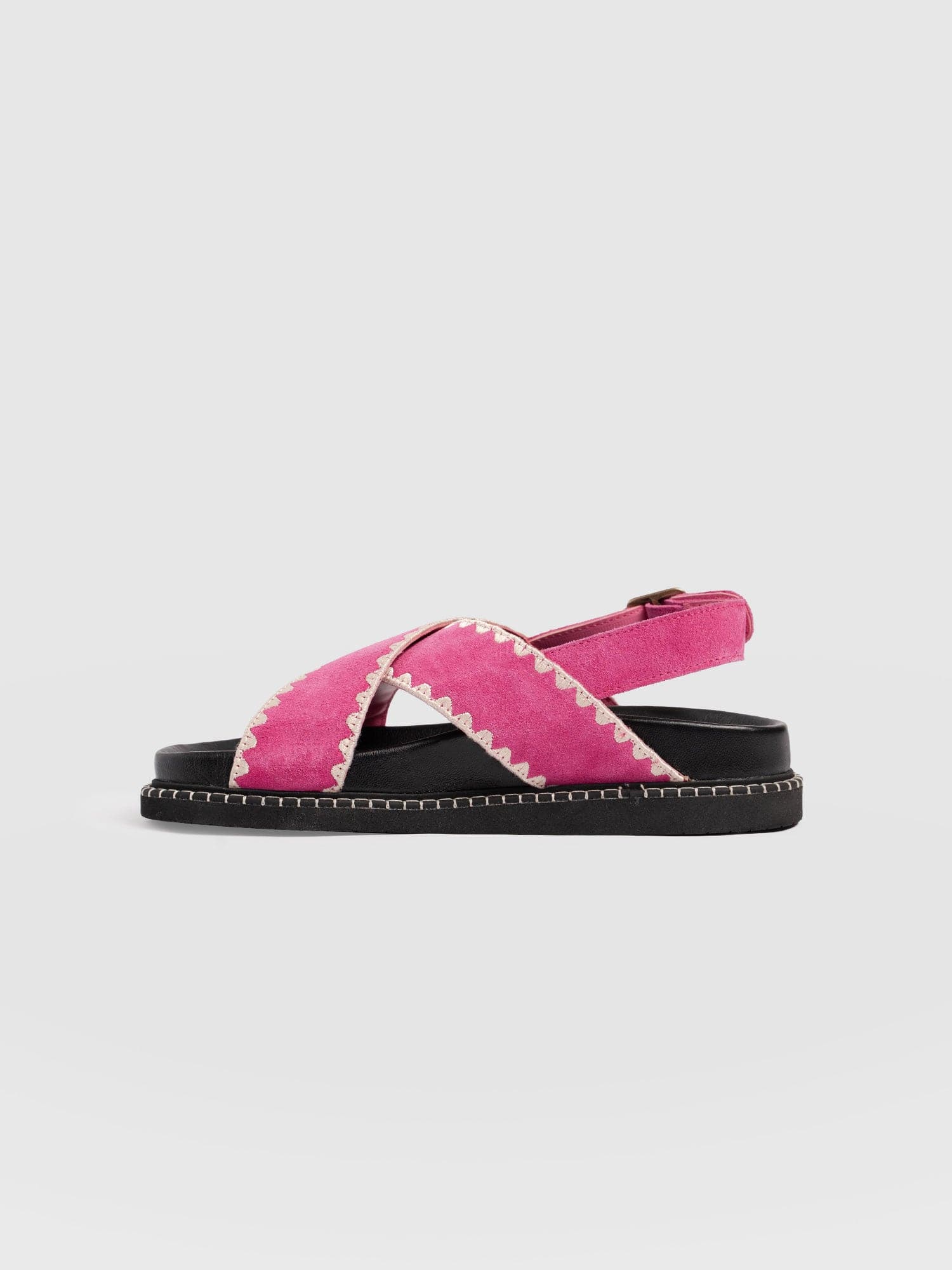 Bonnie Cross Over Sandals - Pink Suede