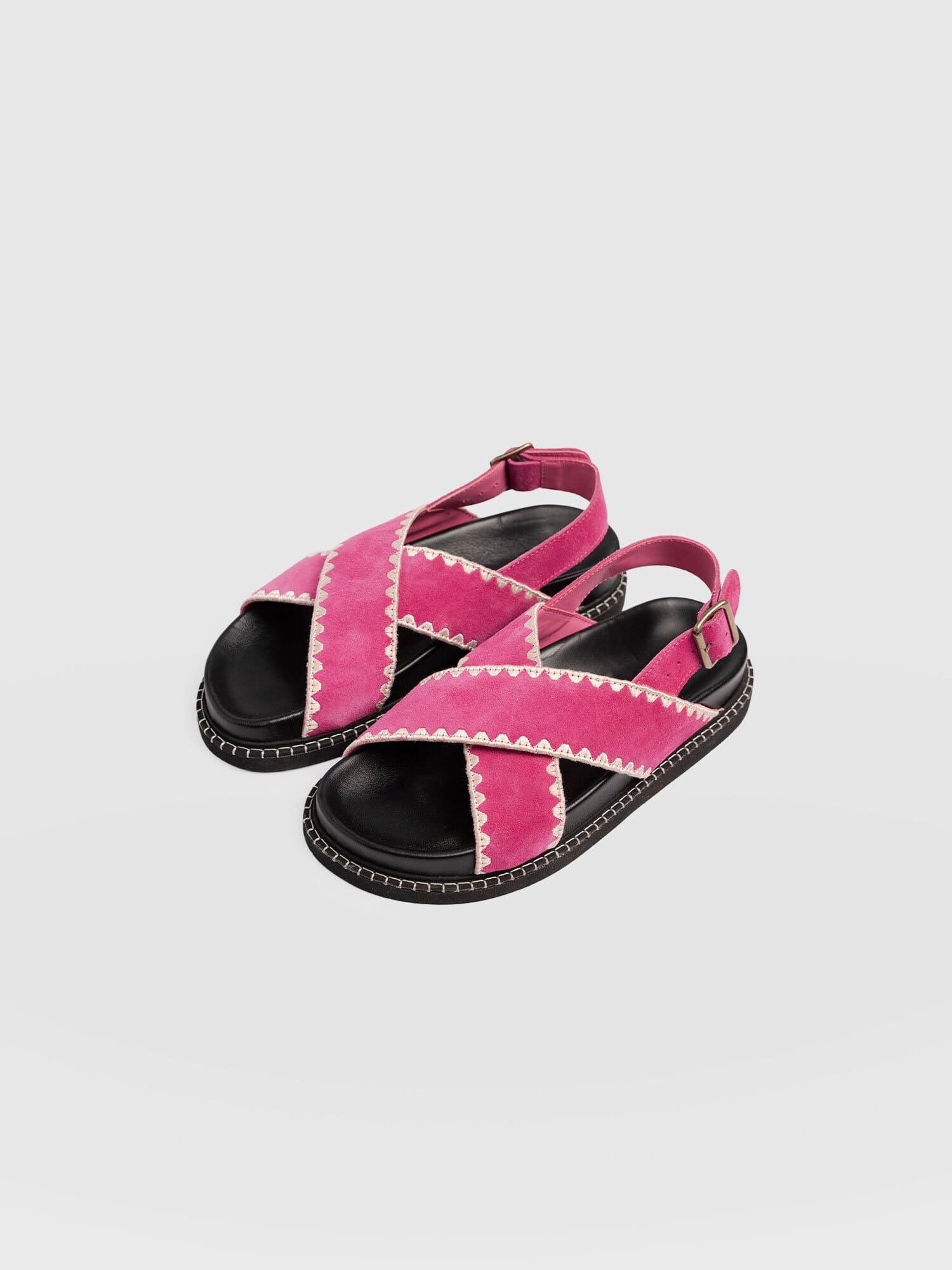 Bonnie Cross Over Sandals - Pink Suede - Women's Shoes | Saint + Sofia® UK