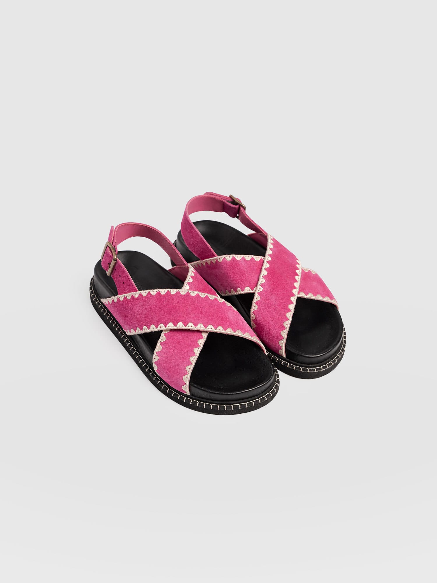 Bonnie Cross Over Sandals - Pink Suede - Women's Shoes | Saint + Sofia® UK