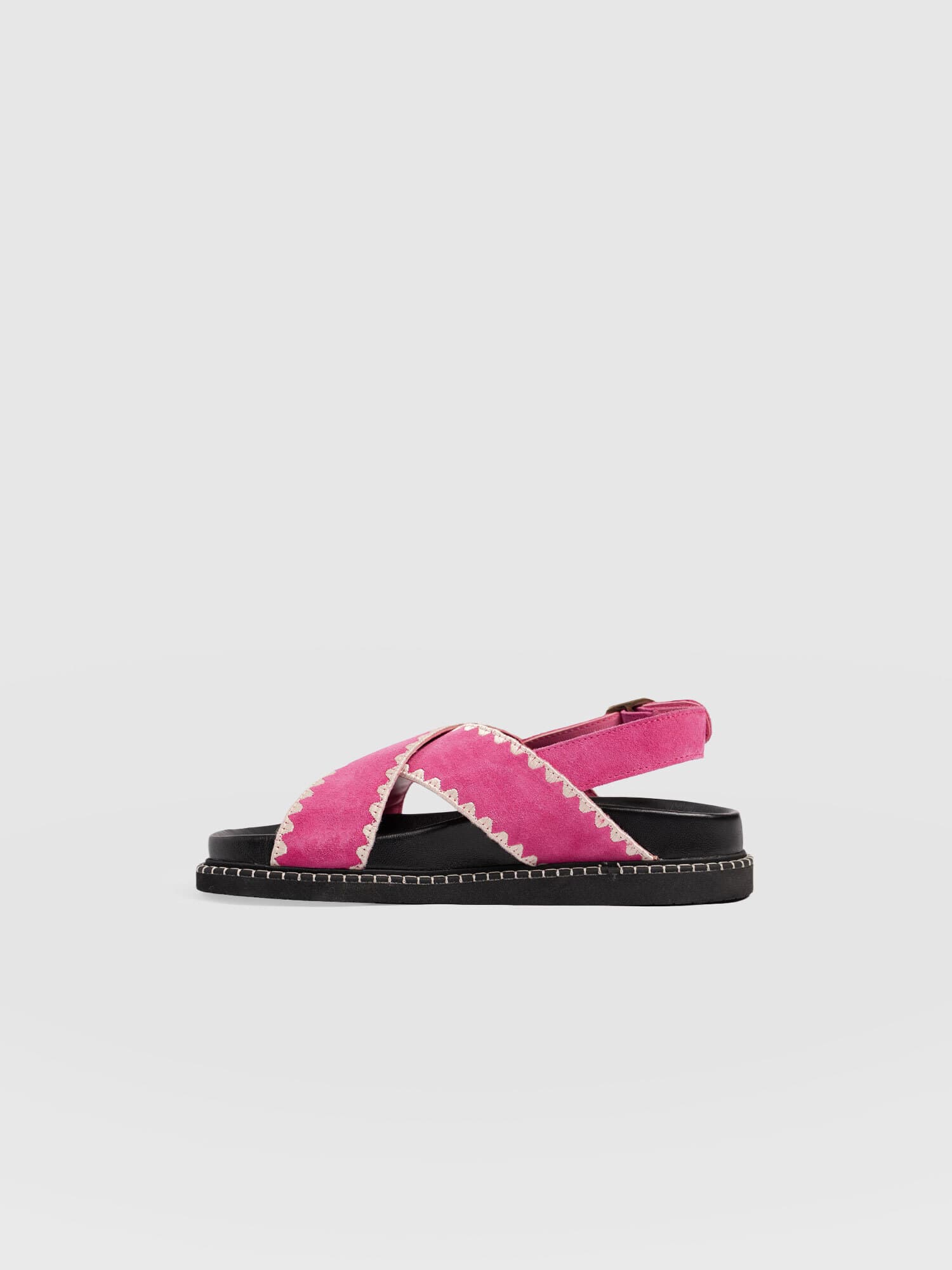 Bonnie Cross Over Sandals - Pink Suede - Women's Shoes | Saint + Sofia® UK
