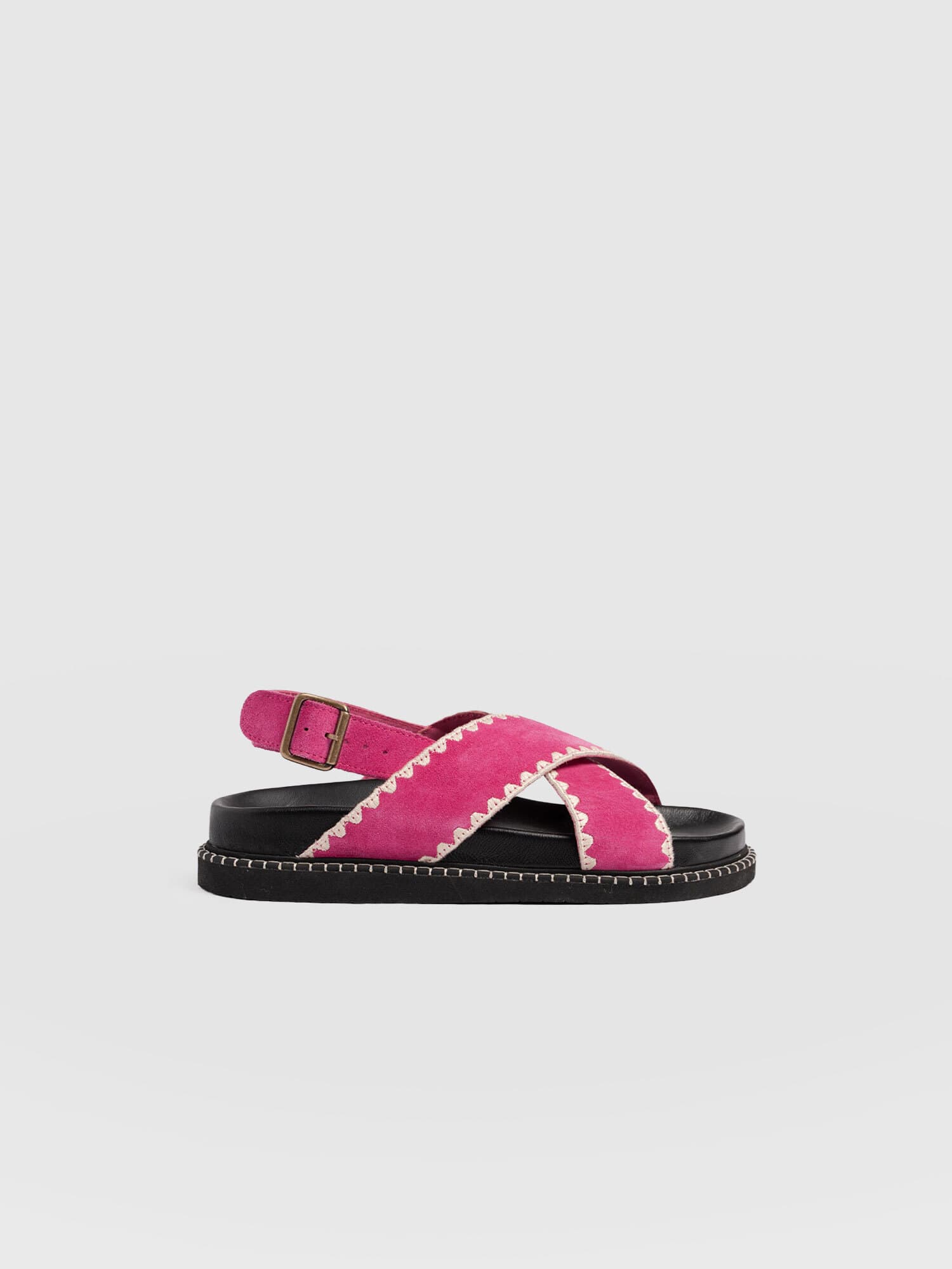 Bonnie Cross Over Sandals - Pink Suede - Women's Shoes | Saint + Sofia® UK