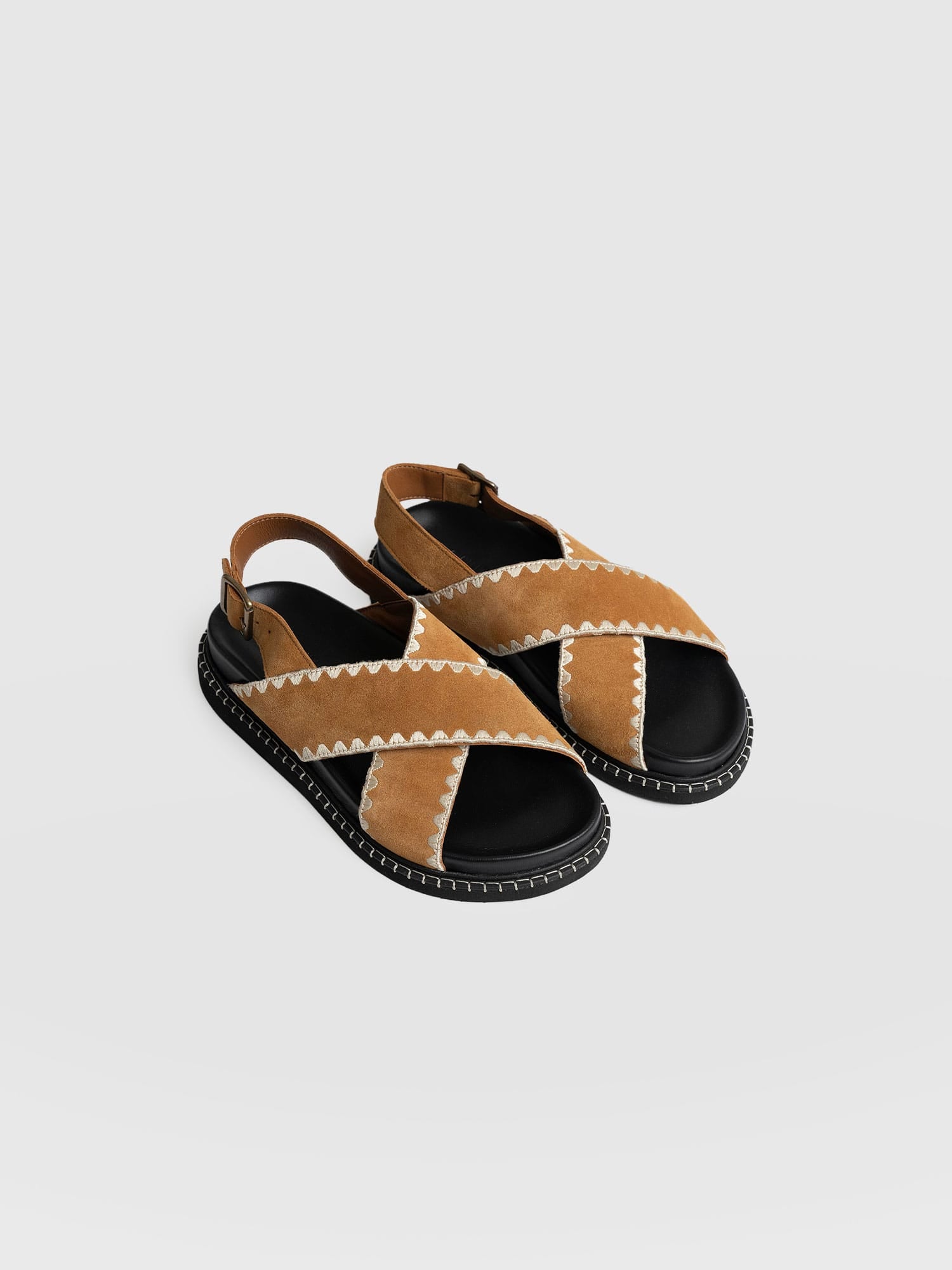 Bonnie Cross Over Sandals - Tan - Women's Shoes | Saint + Sofia® UK