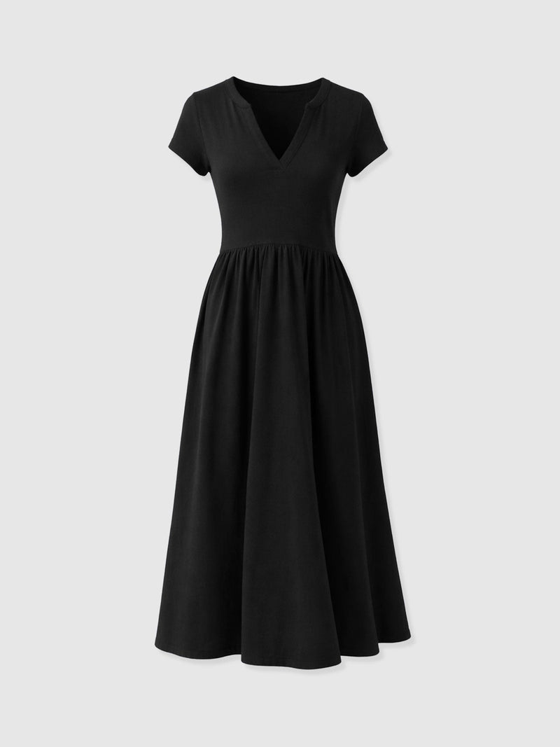 Bonnie V Neck Dress - Black