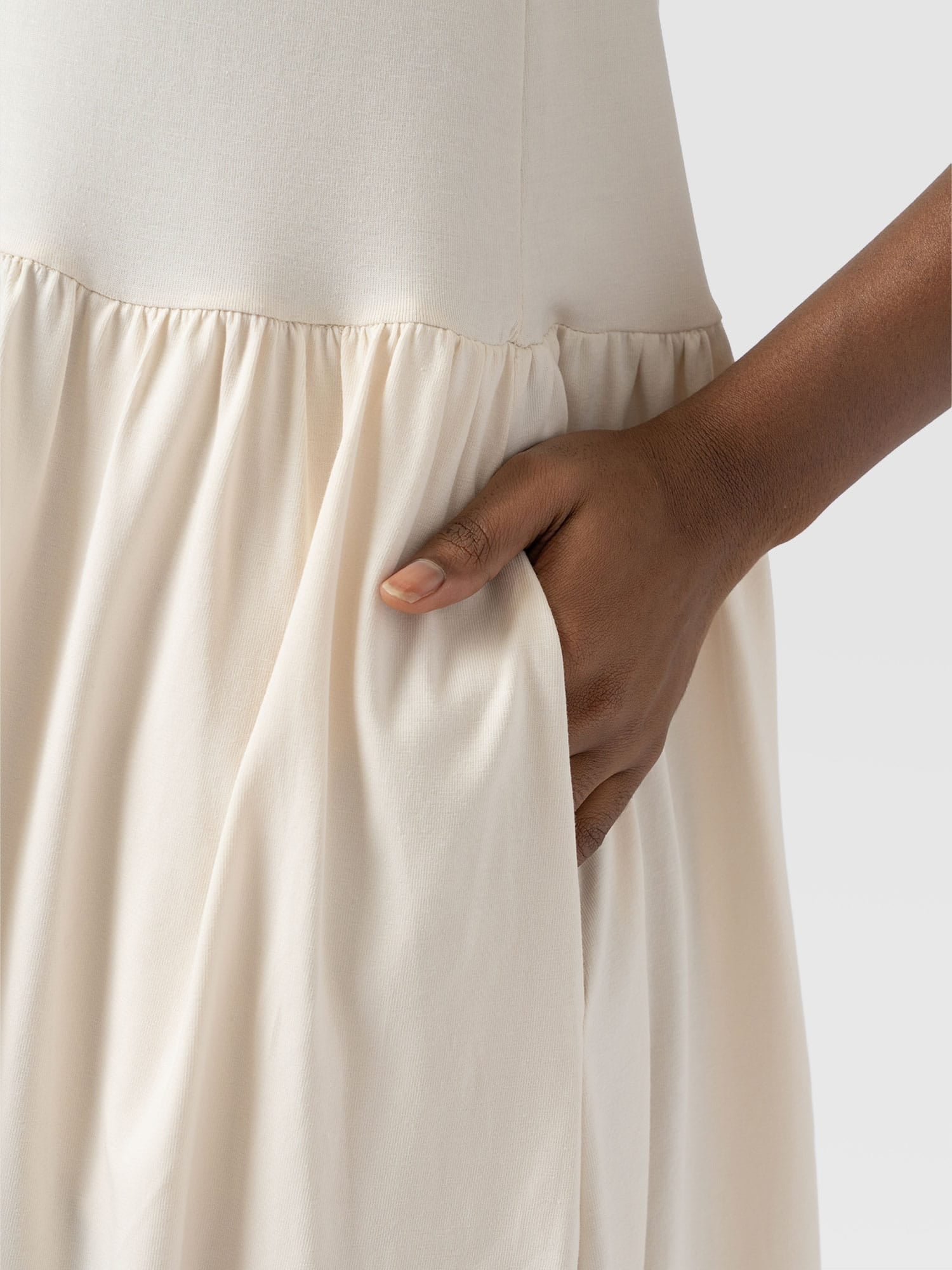 Bonnie V Neck Dress - Cream