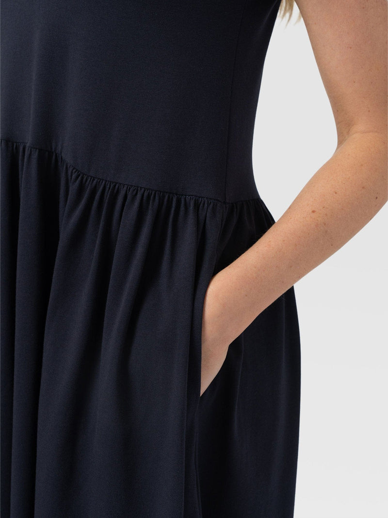 Bonnie V Neck Dress - Navy - Women's Dresses | Saint + Sofia® UK