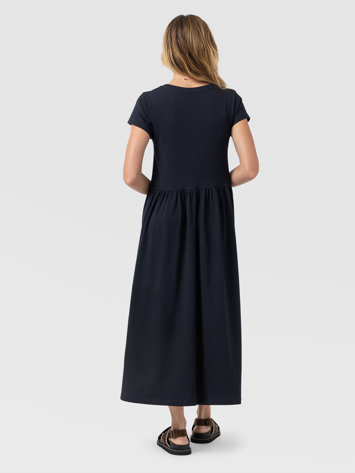 Bonnie V Neck Dress - Navy