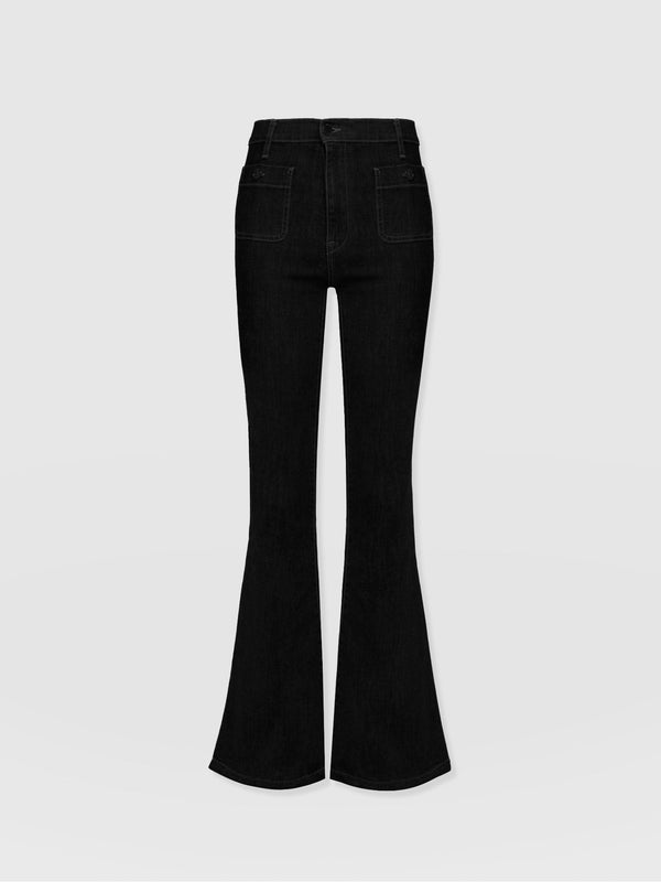 Bowie Stretch Flare Jean Jet Black Denim New