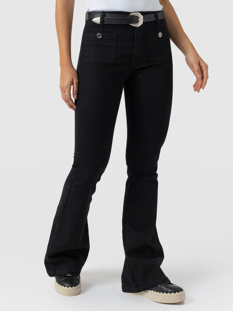 Bowie Stretch Flare Jeans - Jet Black