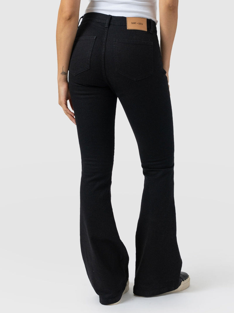 Bowie Stretch Flare Jeans - Jet Black