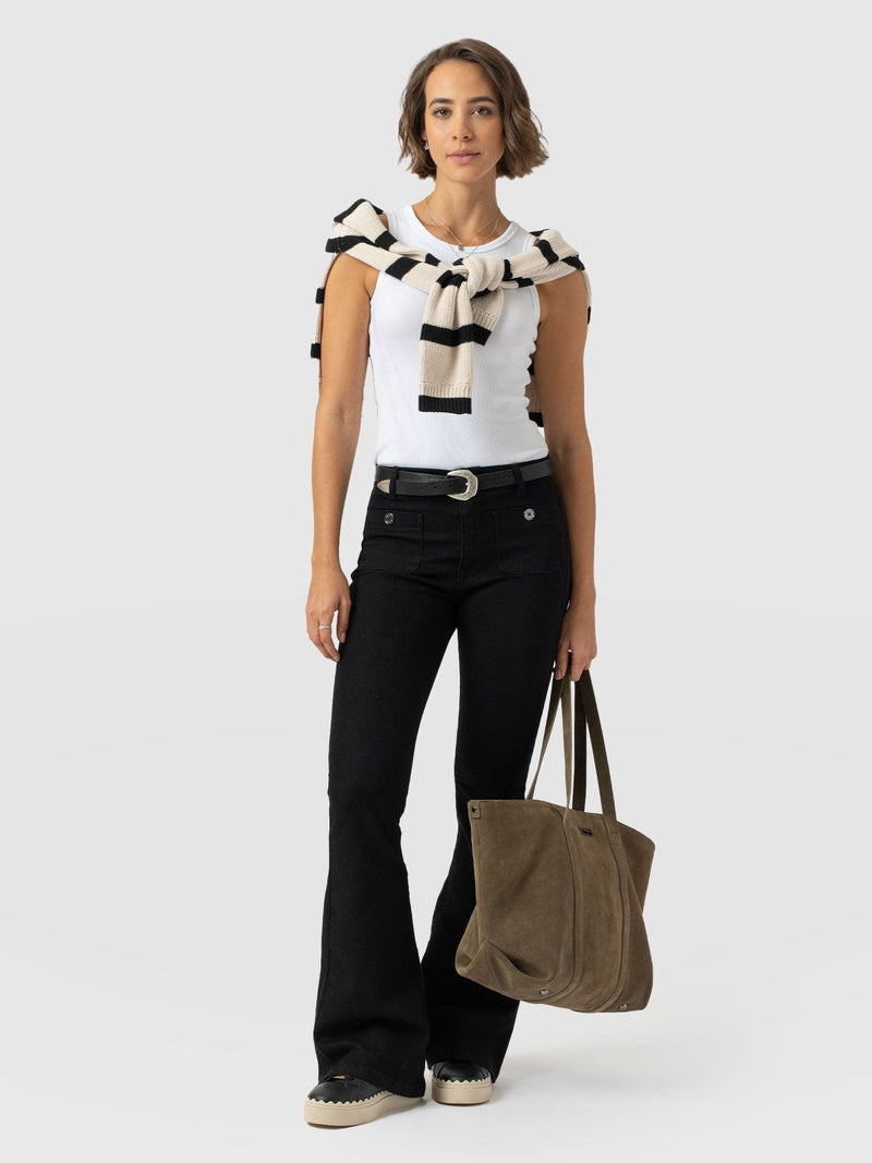Bowie Stretch Flare Jeans - Jet Black