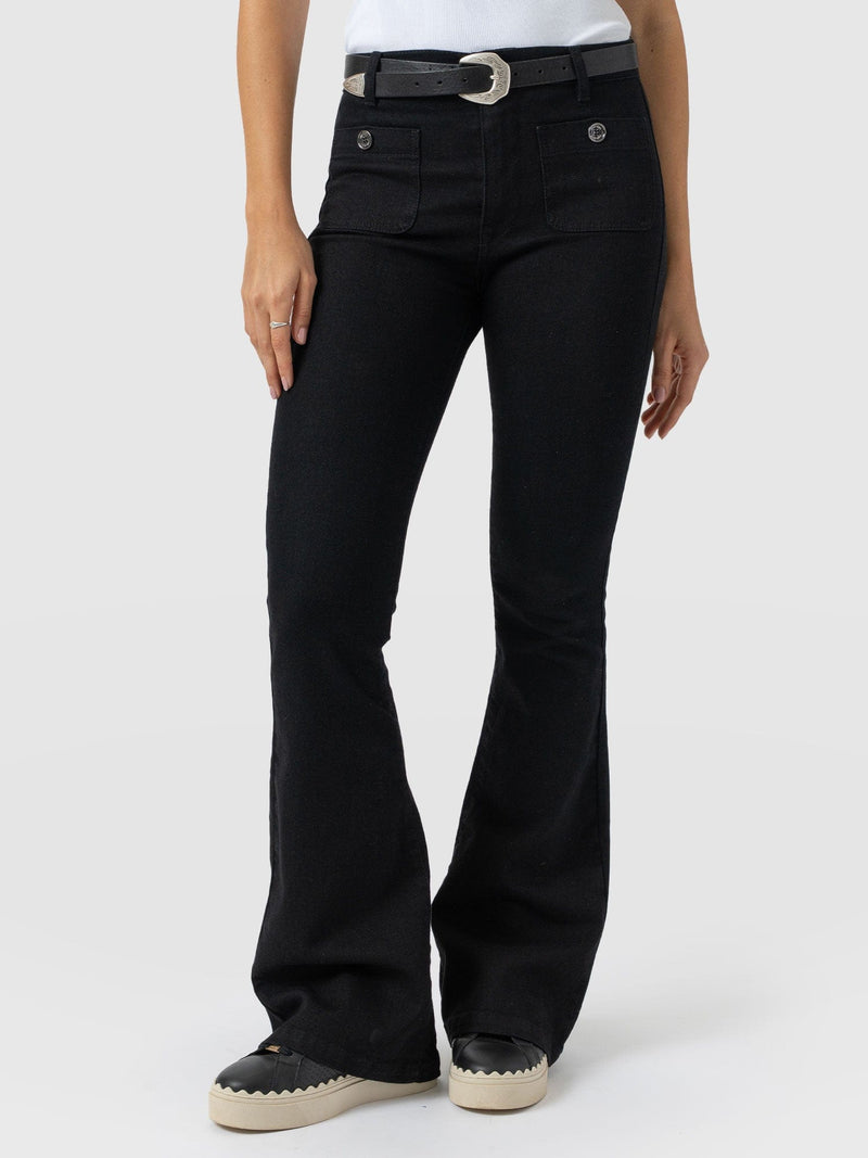 Bowie Stretch Flare Jeans - Jet Black