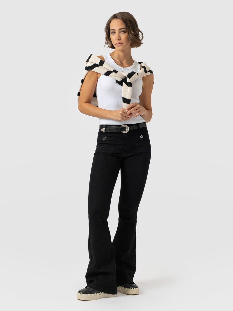 Bowie Stretch Flare Jeans - Jet Black