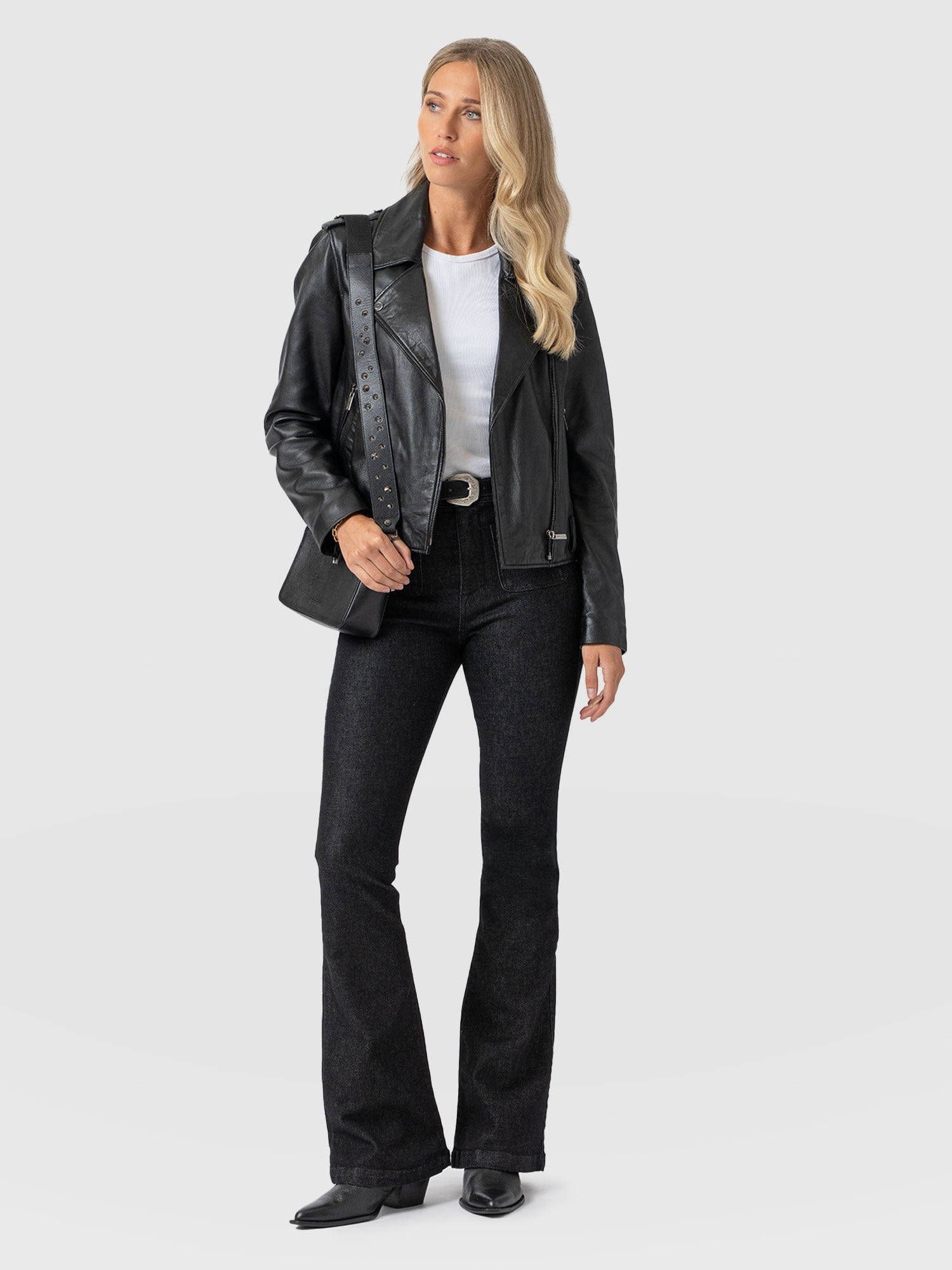 Bowie Stretch Flare Jeans - Black Wash