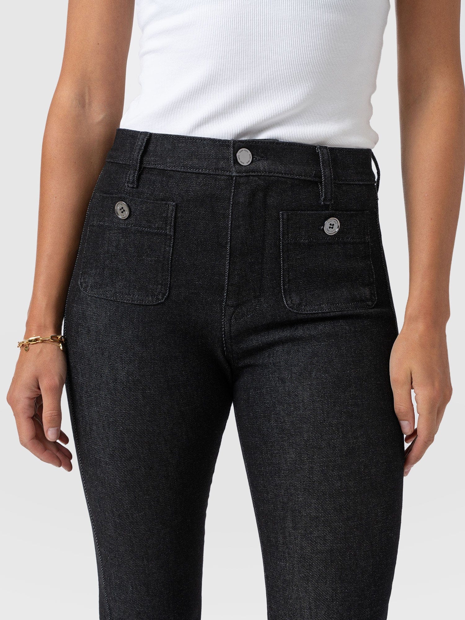 Bowie Stretch Flare Jeans - Black Wash