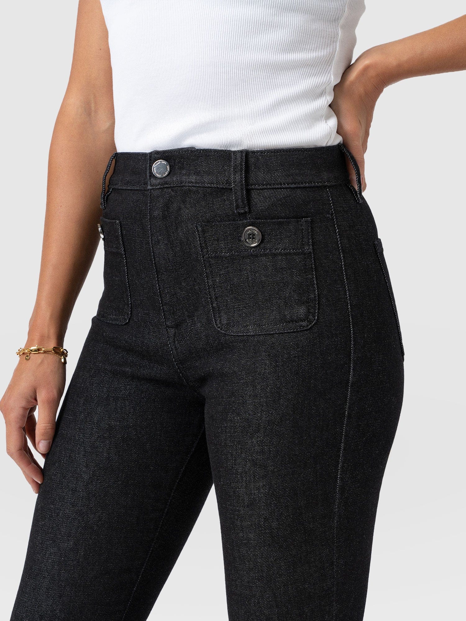 Bowie Stretch Flare Jeans - Black Wash