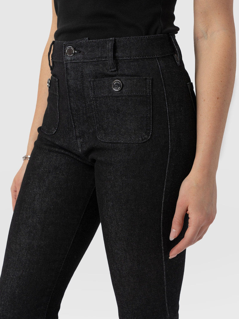 Bowie Stretch Flare Jeans Black Wash - Women's Jeans | Saint + Sofia® UK