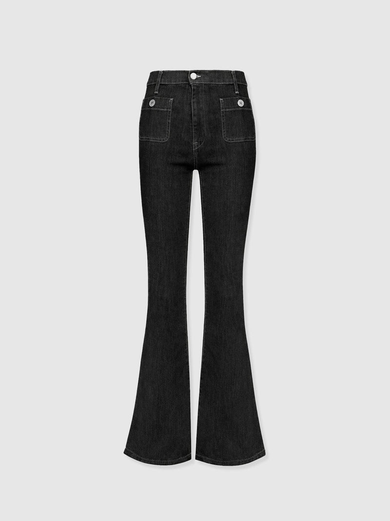 Bowie Stretch Flare Jeans - Black Wash