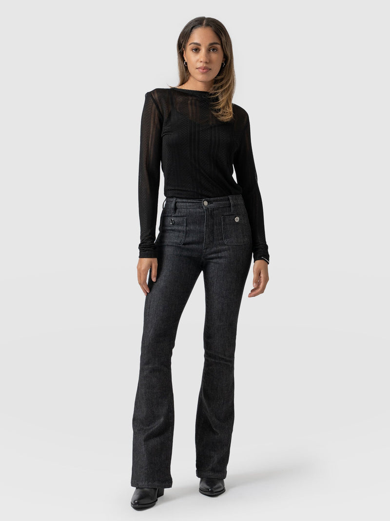 Bowie Stretch Flare Jeans - Black