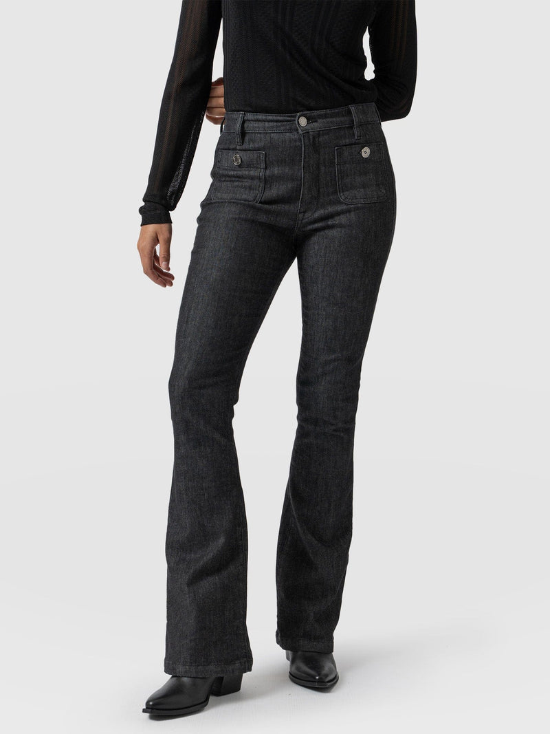 Bowie Stretch Flare Jeans - Black