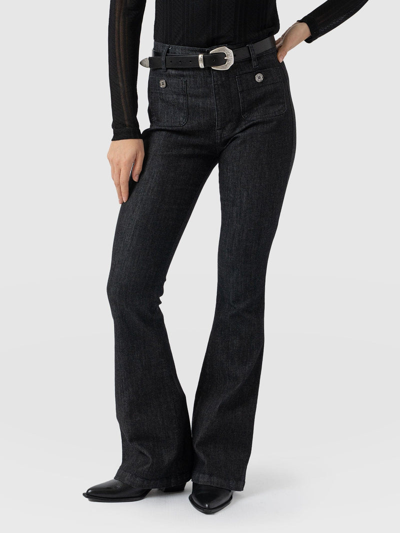 Bowie Stretch Flare Jeans - Black