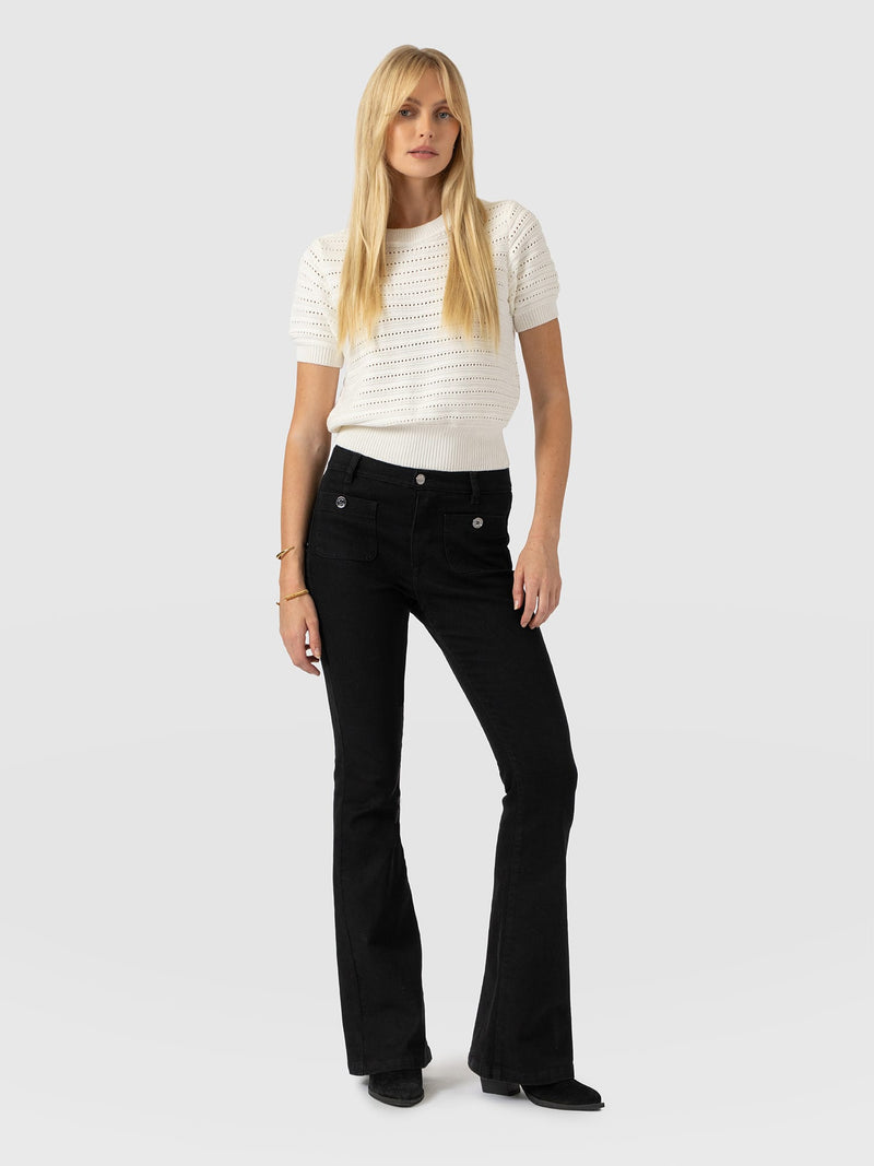 Bowie Stretch Flare Jeans - Jet Black